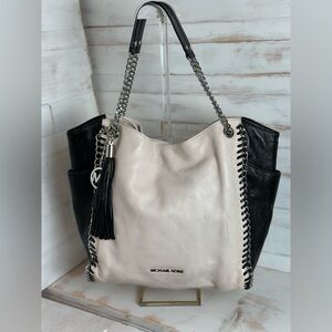 Michael Kors Optic White and Black Chelsea Large Tote